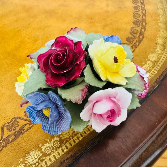 Aynsley England Fine Bone China Colorful Flower Basket Hand Molded & Painted - Picture 4 of 7